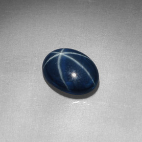 Zafiro estrella azul natural de 1,52 ct, corte óvalo, opaco