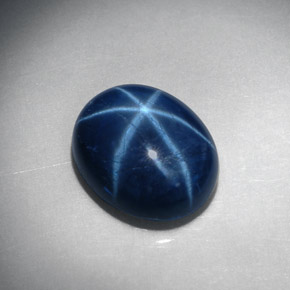 Zafiro estrella Azul natural de 5.54 ct, Corte Óvalo, Opaco