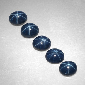 Gemas de zafiro estrella azul natural de  ct, corte óvalo, opaco