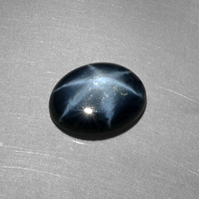 Zafiro estrella Azul oscuro natural de 1.56 ct, Corte Óvalo, Translúcido