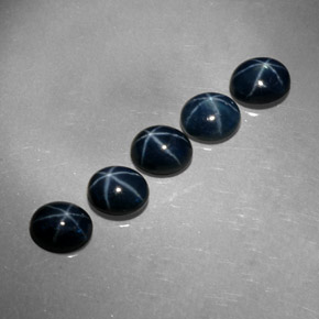 Gemas de zafiro estrella azul natural de  ct, corte óvalo, opaco