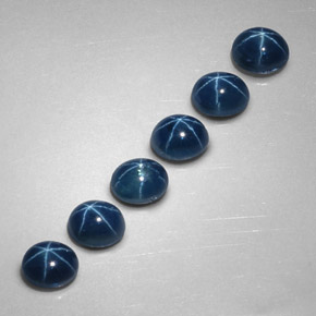 Gemas de zafiro estrella azul natural de  ct, corte óvalo, opaco