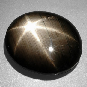 Zafiro estrella negro natural de 9,26 ct, corte óvalo, opaco