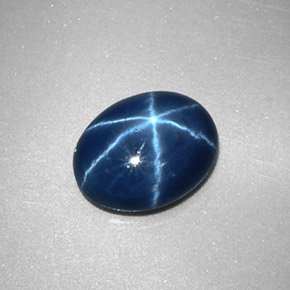 Zafiro estrella azul natural de 2,34 ct, corte óvalo, opaco
