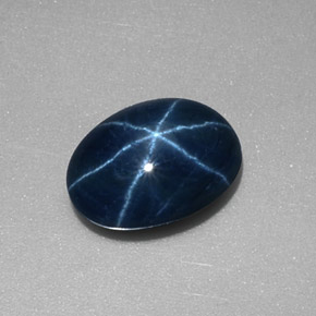 Zafiro estrella azul natural de 1,85 ct, corte óvalo, translúcido