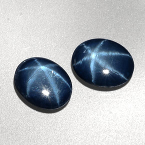 Gemas de zafiro estrella azul natural de  ct, corte óvalo, opaco