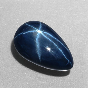 Zafiro estrella Azul natural de 3.74 ct, En forma de pera, Opaco