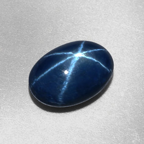 Zafiro estrella azul natural de 2,27 ct, corte óvalo, opaco