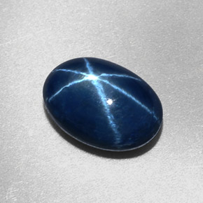 Zafiro estrella azul natural de 2,27 ct, corte óvalo, opaco