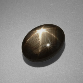 Zafiro estrella negro natural de 6,35 ct, corte óvalo, opaco