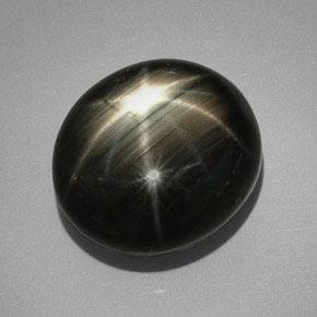 Zafiro estrella negro natural de 32,25 ct, corte óvalo, opaco