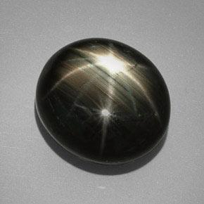 Zafiro estrella negro natural de 32,25 ct, corte óvalo, opaco