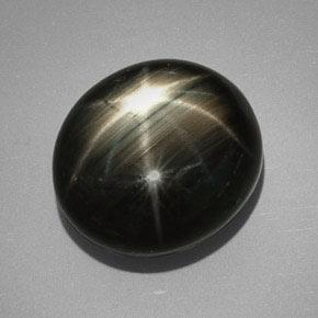 Zafiro estrella negro natural de 32,25 ct, corte óvalo, opaco