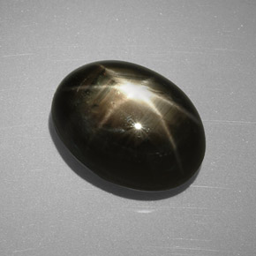 Zafiro estrella negro natural de 9,24 ct, corte óvalo, opaco