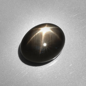 Zafiro estrella negro natural de 6,28 ct, corte óvalo, opaco