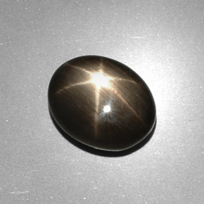 Zafiro estrella negro natural de 6,17 ct, corte óvalo, opaco