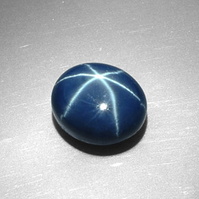 Zafiro estrella Azul natural de 6.78 ct, Corte Óvalo, Opaco