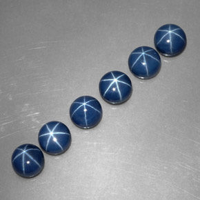 Gemas de Zafiro estrella Azul natural de  ct, Corte Redondo, Opaco