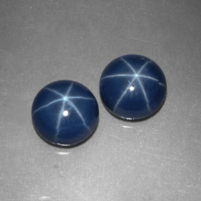 Gemas de zafiro estrella azul natural de  ct, corte redondo, opaco