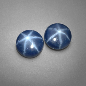 Gemas de zafiro estrella azul natural de  ct, corte redondo, opaco