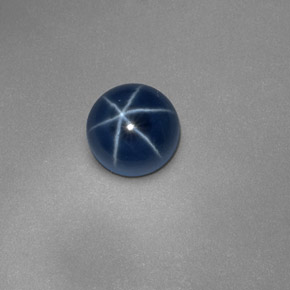 Zafiro estrella azul natural de 1,27 ct, corte redondo, opaco