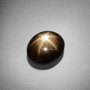 Zafiro estrella Negro natural de 6.98 ct, Ovalada, Opaco