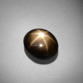 Zafiro estrella Negro natural de 6.98 ct, Ovalada, Opaco