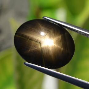 Zafiro estrella negro natural de 6,32 ct, corte óvalo, opaco