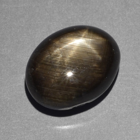 Zafiro estrella negro natural de 10,43 ct, corte óvalo, opaco