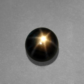 Zafiro estrella Negro natural de 1.22 ct, Corte Redondo, Opaco