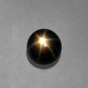 Zafiro estrella Negro natural de 1.22 ct, Corte Redondo, Opaco