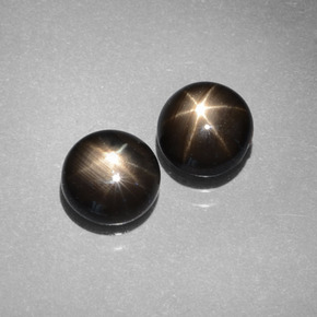 Gemas de zafiro estrella negro natural de  ct, corte redondo, opaco