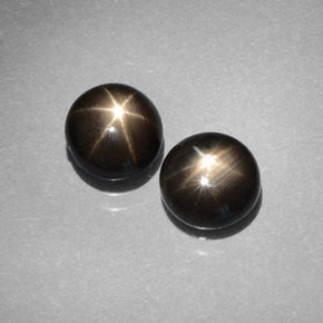Gemas de zafiro estrella negro natural de  ct, corte redondo, opaco