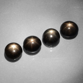 Gemas de Zafiro estrella Negro natural de  ct, Corte Redondo, Opaco