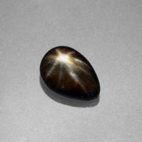 Zafiro estrella negro natural de 2,34 ct, en forma de pera, opaco