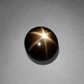 Zafiro estrella negro natural de 2,49 ct, corte redondo, opaco