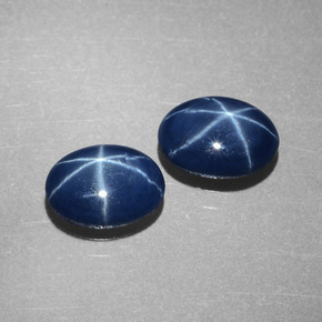 Gemas de zafiro estrella azul natural de  ct, corte óvalo, opaco