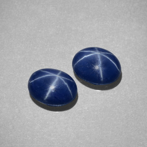 Gemas de zafiro estrella azul natural de  ct, corte óvalo, opaco