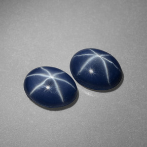 Gemas de zafiro estrella azul natural de  ct, corte óvalo, opaco