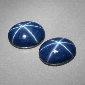 Gemas de zafiro estrella azul natural de  ct, corte óvalo, opaco