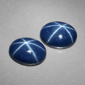 Gemas de zafiro estrella azul natural de  ct, corte óvalo, opaco