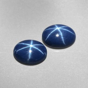 Gemas de zafiro estrella azul natural de  ct, corte óvalo, opaco