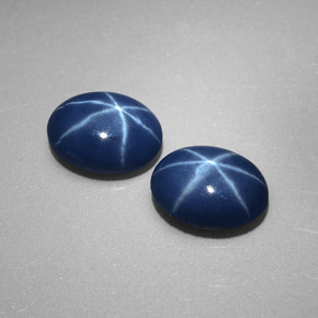 Gemas de zafiro estrella azul natural de  ct, corte óvalo, opaco