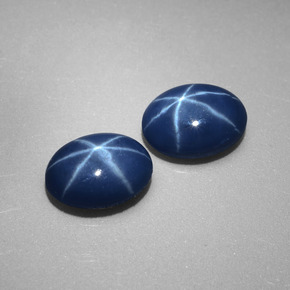 Gemas de zafiro estrella azul natural de  ct, corte óvalo, opaco