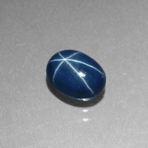 Zafiro estrella Azul natural de 1.62 ct, Corte Óvalo, Opaco