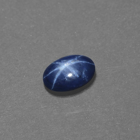 Zafiro estrella azul natural de 0,50 ct, corte óvalo, opaco