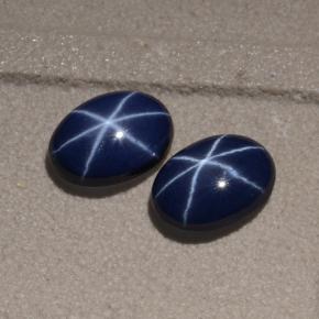 Gemas de zafiro estrella azul natural de 2,11 ct, corte óvalo, opaco