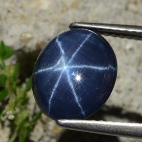 Zafiro estrella Azul natural de 5.17 ct, Corte Óvalo, Opaco