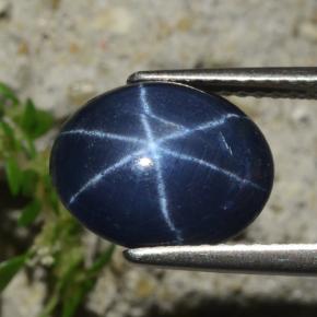Zafiro estrella Azul natural de 5.17 ct, Corte Óvalo, Opaco