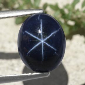 Zafiro estrella azul natural de 6,88 ct, corte óvalo, opaco